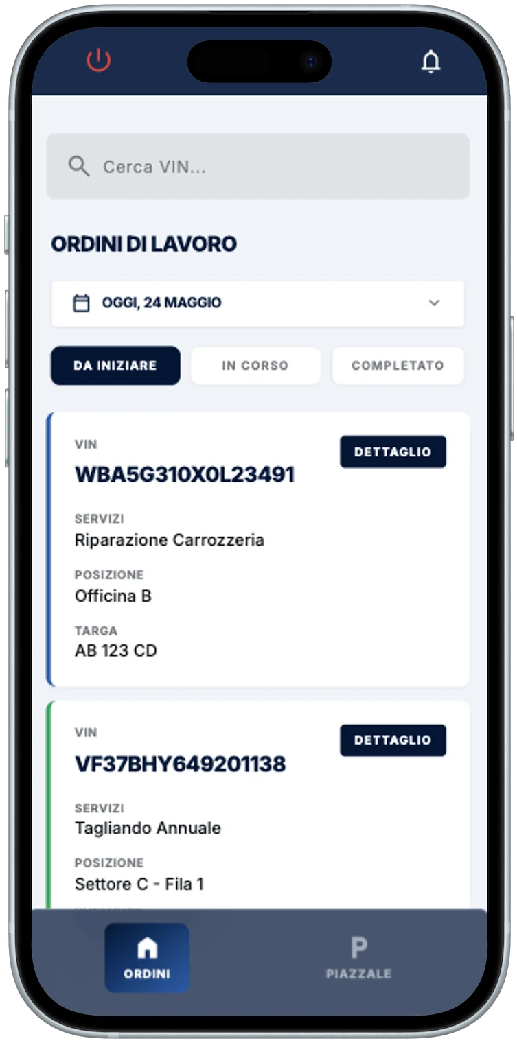 App i-Log per gli operatori: ordini di lavoro del giorno, ricerca VIN e posizione in piazzale