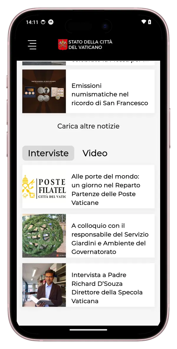 Sezione interviste in Vatican State